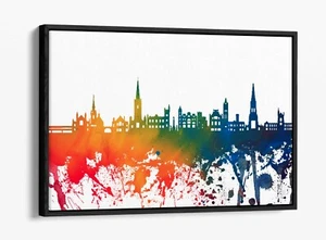 DERRY CITY SKYLINE RAINBOW SPLASH ART - EFECTO FLOTANTE LONA IMPRESIÓN DE ARTE DE PARED - Imagen 1 de 12