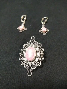 Vintage BROOCH & EARRING Set .925 Sterling Silver - Picture 1 of 7