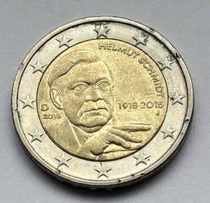 Deutschland - 2018 - 100. Geb. Helmut Schmidt - Prägest. J - 2 Euro Gedenkmünze - Bild 1 von 3