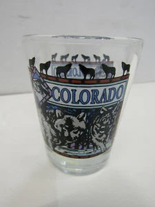 OLD BARWARE SHOT GLASS COLORADO WOLVES 2 1/2" SOUVENIR MAN CAVE - Picture 1 of 1