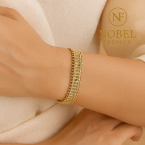 Nobel Fashion modisches, schlichtes Armband aus 14 Karat Gold - Bild 1 von 7