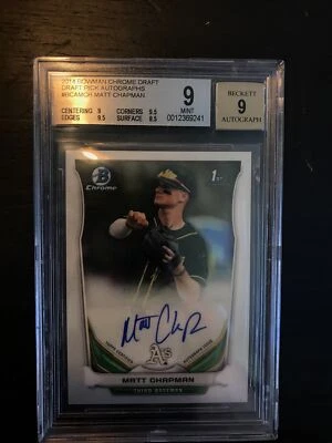 BGS 9 MATT CHAPMAN 2014 BOWMAN CHROME DRAFT ROOKIE AUTO 🔥 - Image 1 of 2