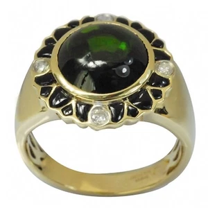 De Buman 7.14ctw Diopside & Diamond Solid 10K Yellow Gold Men's Ring Size10.25 - Picture 1 of 5