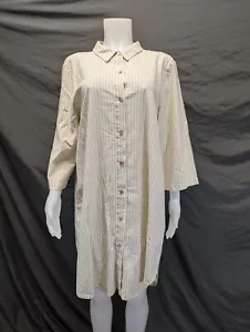 Eileen Fisher Cream Shirt Dress Sz XL Striped Organic Cotton Hemp $248 NWOT - Picture 1 of 15