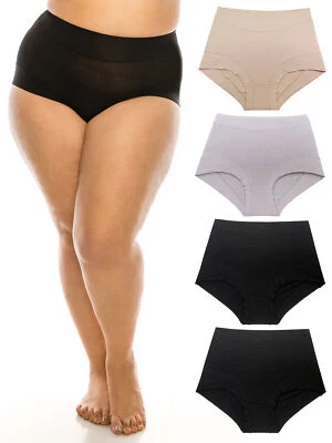 B2BODY Womens Bamboo Modal Boyshort Briefs Panties XS-3X Plus Sizes 4 Pack - Image 1 of 4
