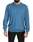 DOLCE & GABBANA Sweater Blue Cashmere Crew Neck Pullover IT58/US48/2XL 900usd