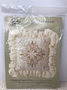 Something Special Candlewicking Acorns and Leaves Pillow 80175 14”x 14” - Picture 1 of 4