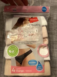 Paquete de 4 tangas Hanes para mujer lo último transpirables cómodos ajuste flexible talla 9 NUEVO - Imagen 1 de 11
