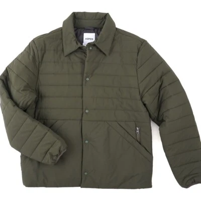 Aspesi F/W 24-25 Quilted Insulated Military Green Nylon Overshirt Jacket L New - Image 1 of 4
