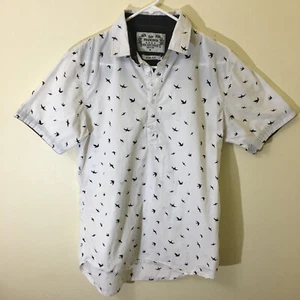 San Francisco Arbeitshemden Blau Möwen Muster Erwachsene Herren Slim Fit Medium Weiß - Bild 1 von 10