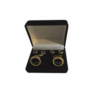 Gold Florentine Studs & Cuff Link Set Velvet Gift Box - Picture 1 of 1