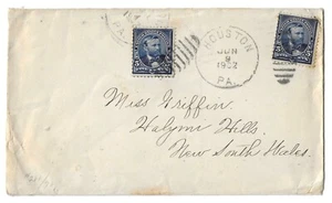 US Stamp #281 on 1902 Cover from Houston PA. to New South Wales - Picture 1 of 2
