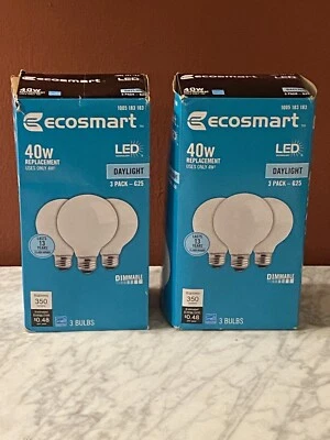 2 x (3) Pack 40-Watt Equivalent G25 Globe Dimmable Frosted Glass Filament LED - Image 1 of 4