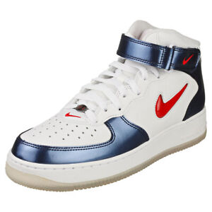 Nike Air Force 1 Mid Qs Homme White Blue Baskets Mode