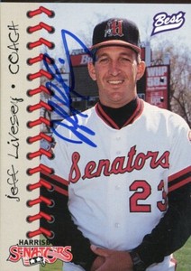 1997 Harrisburg Senators JEFF LIVESEY Signed Card autograph AUTO EXPOS YANKEES