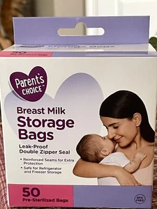Parent's Choice Breast Milk Storage Bags 50 Pre-Sterilized Leak Proof Bags - New - Picture 1 of 2