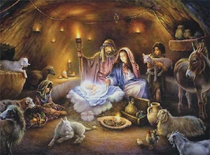 Christlicher Kunstdruck kein Platz im Gasthaus Krippendruck von Tom duBois 9x12 - Bild 1 von 2