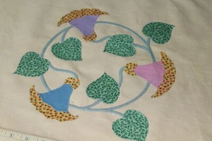 Vtg Antique Lg Applique Quilt Block Spring Colors Pillows Table Doll Quilt 17" - Picture 1 of 10