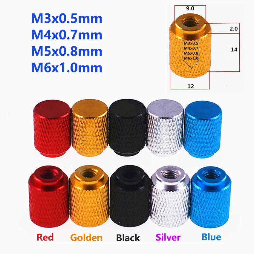 Alu Rändelmutter M3 M4 M5 M6 Farbe Aluminium Blindloch Langmuttern Raendelmutter - Bild 1 von 4