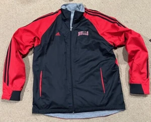 Chicago Bulls Adidas Warm Up Courtside Jacket Stitch Patch Small Red Black #G - Picture 1 of 9