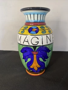 Vaso firmato John Okulick Detura Italy "IMAGINE" 7,75" alto 4,5" largo - Foto 1 di 17