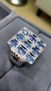 Sapphire Gemstone ring Band for men high quality natural blue sapphire ring Real - Picture 1 of 4