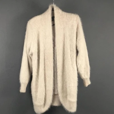 Cárdigan Suéter Vintage Venesha Mujer S Marfil Mezcla Angora Frente Abierto De Gran Tamaño Foto 1 de 4