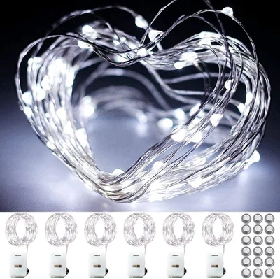LED Stringa Luci a Batteria, 6 Pezzi 3 Metri 30LED 3 Modalità Rame Filo Ghirland - Immagine 1 di 4