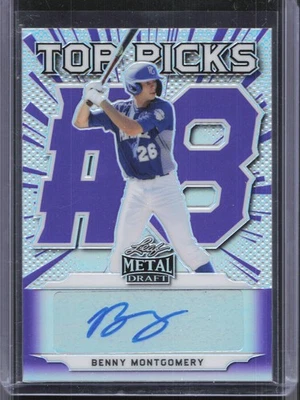 2021 Leaf Metal Draft #TP-BM1 Benny Montgomery Top Picks Autographs Purple #/25 - Image 1 of 2