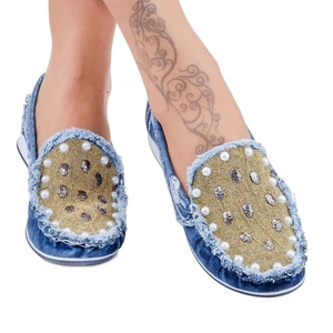 Denim Sneakers, Handmade Women's Sneakers / Birthday Gift - Picture 1 of 7