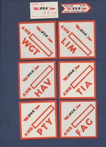 PIA Peruvias Airways - Seven Vintage 3 pollici etichetta bagaglio PIÙ etichette posta aerea - Foto 1 di 1