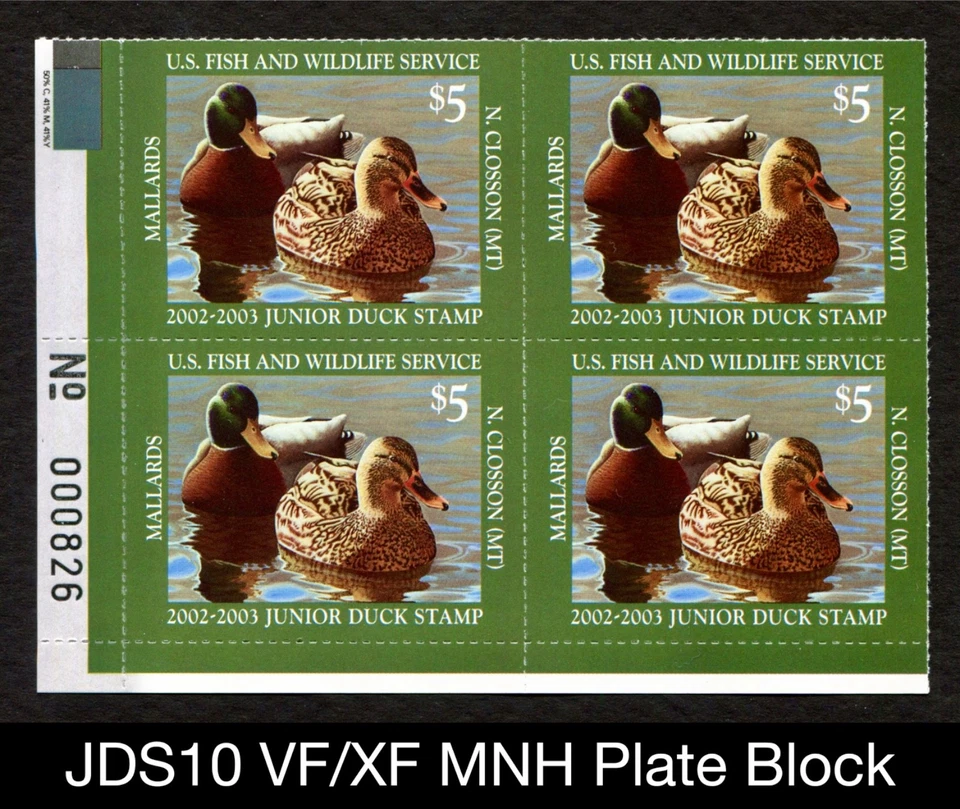 JDS10 VF/XF MNH 2002 Mallards Junior Duck Stamp Migratory Waterfowl - Image 1 of 3