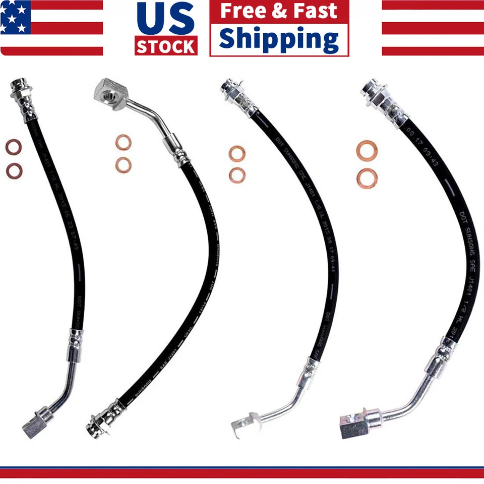 Linha de mangueira de freio dianteira traseira esquerda e direita 4 peças para Chevrolet Uplander 2005-2009 - Imagem 1 de 4