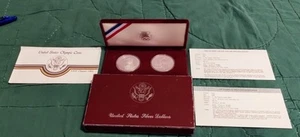 1983-S & 1984-S US Mint Proof Olympic 2-Coin Silver Dollar Set - Box, Case & COA - Picture 1 of 12