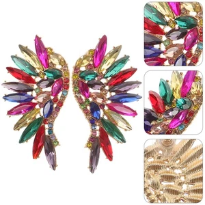  Ohrringe Kristall Für Damen Ohrhänger Mit Strasssteinen Dangle -Ohrringe - Bild 1 von 12