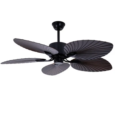 52 inch Traditional Ceiling Fan Light 5 PVC Blades Remote Matte Black Bedroom - Image 1 of 4