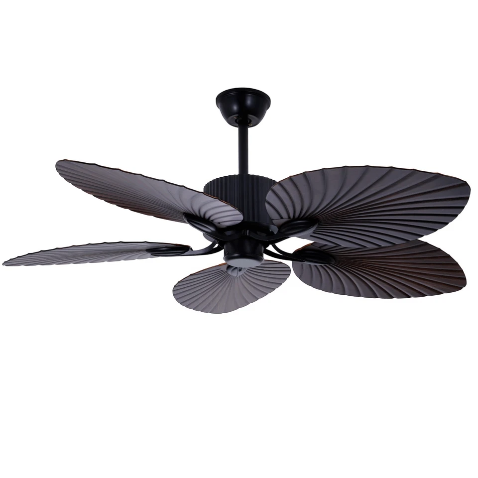 52 inch Traditional Ceiling Fan Light 5 PVC Blades Remote Matte Black Bedroom - Image 1 of 4