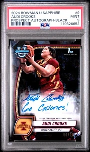 2024 Bowman U Sapphire #9 Audi Crooks Autograph Black 8/10 PSA 9 POP 1 - Bild 1 von 2