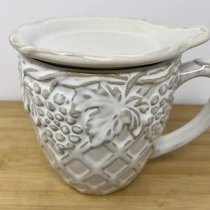 Handbemalter Kaffee Tee Becher mit Deckel Traube und Weinrebe Tara zu Hause Dee-Vine weiß - Bild 1 von 7