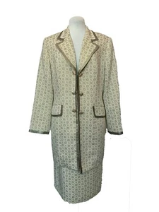 Clara by Venette Skirt Suit, Size 10, Hook Front, Gold/Beige, Lined - Picture 1 of 8