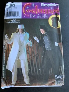 Simplicity 4083 Pattern Costume Mens Steampunk Frock Coat Vest Hat M-XL Uncut - Picture 1 of 3