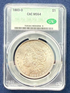 Moneda de 1 dólar de plata Morgan 1883-O CACG MS 64 CAC - Imagen 1 de 2
