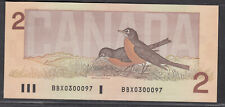 1986 #BC-55bA BANK OF CANADA BIRD SERIES $2.00 REPLACEMENT NOTES BBX(LRG B) UNC+