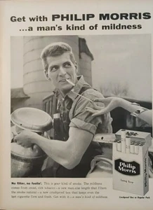 Anuncio impreso de cigarrillos vintage 1957 de Philip Morris. Post Segunda Guerra Mundial. - Imagen 1 de 1