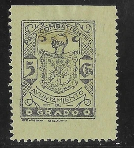 GRADO ( ASTURIAS) EDIFIL 2* 5 CTS NEGRO SOBRE VERDE " PRO COMBATIENTES" - Picture 1 of 2