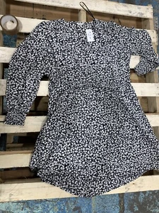 2xl Midi Long sleeve woven women dress Black Floral Disty Plus Size - Imagen 1 de 2