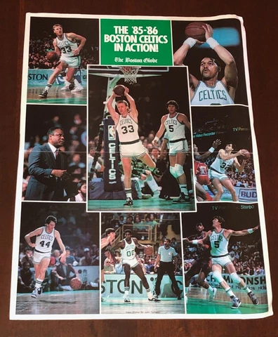 Boston Celtics 1985-1986 Team Poster The Boston Globe Larry Bird Bill Walton Cover