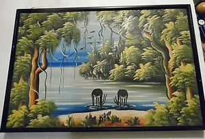 Vintage Vietnamese Oil Painting On Silk- Seascape By Kihoa - Picture 1 of 9