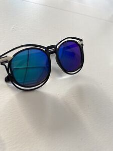 womens sunglasses mirrored blue black fashion new round lense mujer lentes