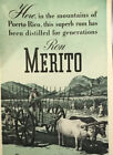 Vintage RON MERITO Puerto Rican Rum - Donkey - Jackass - Print Ad 12” X 5” M3